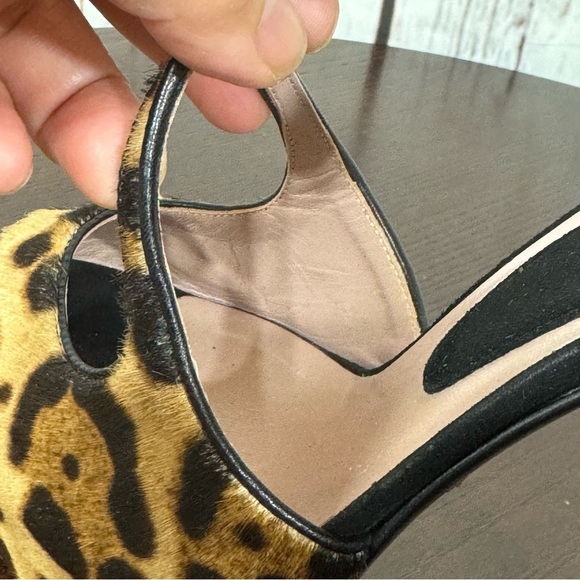 GUCCI Pony Hair Suede Leopard Print Crisscross  Peep Toe platform Heels 36.5 EUC - Picture 10 of 17